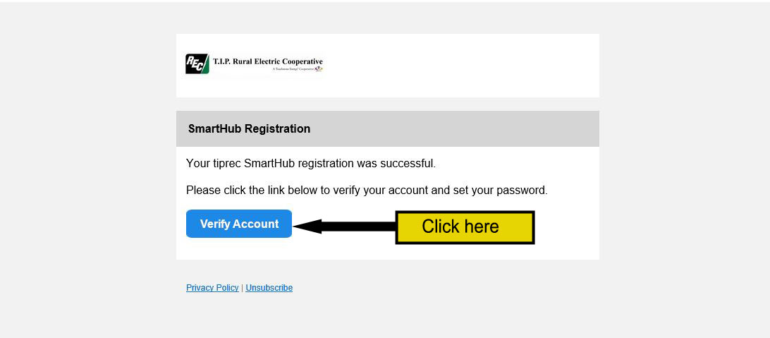 Verify account for SmartHub registration