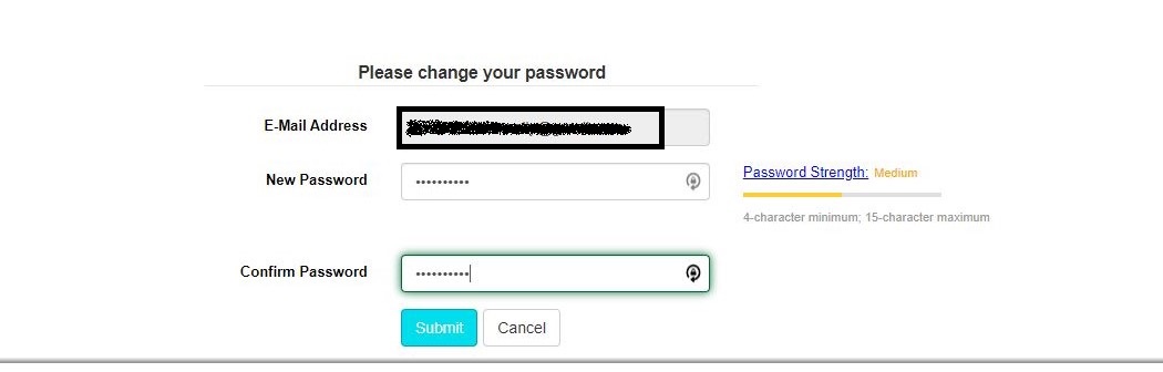 Setup strong password